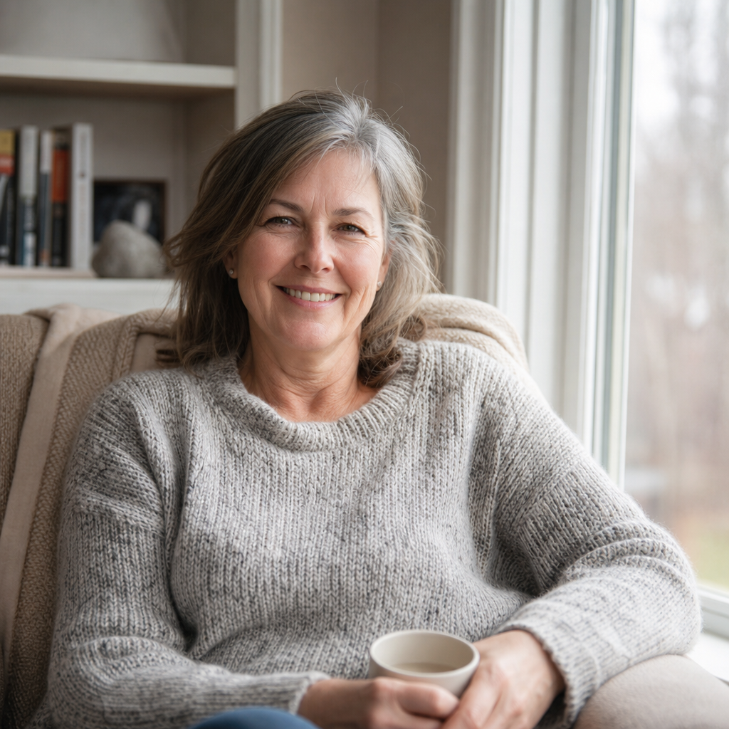 A Canadian at home, relaxed